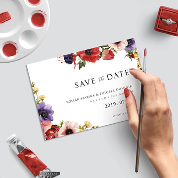 Kökörcsin Save The Date kártya