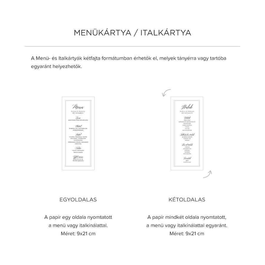 Monogram Kalligráfia Menükártya