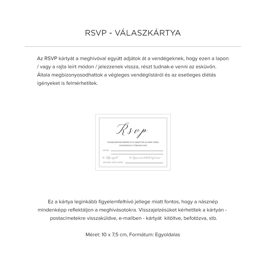 Arany konfetti RSVP válaszkártya